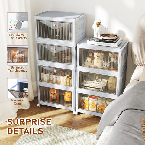 Bedroom closet setup using Wise Oannes four-tier storage bins