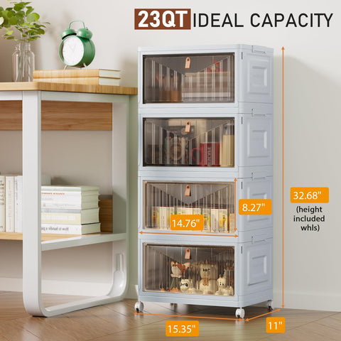 Wise Oannes stackable bins front view showing secure lid and translucent drawers