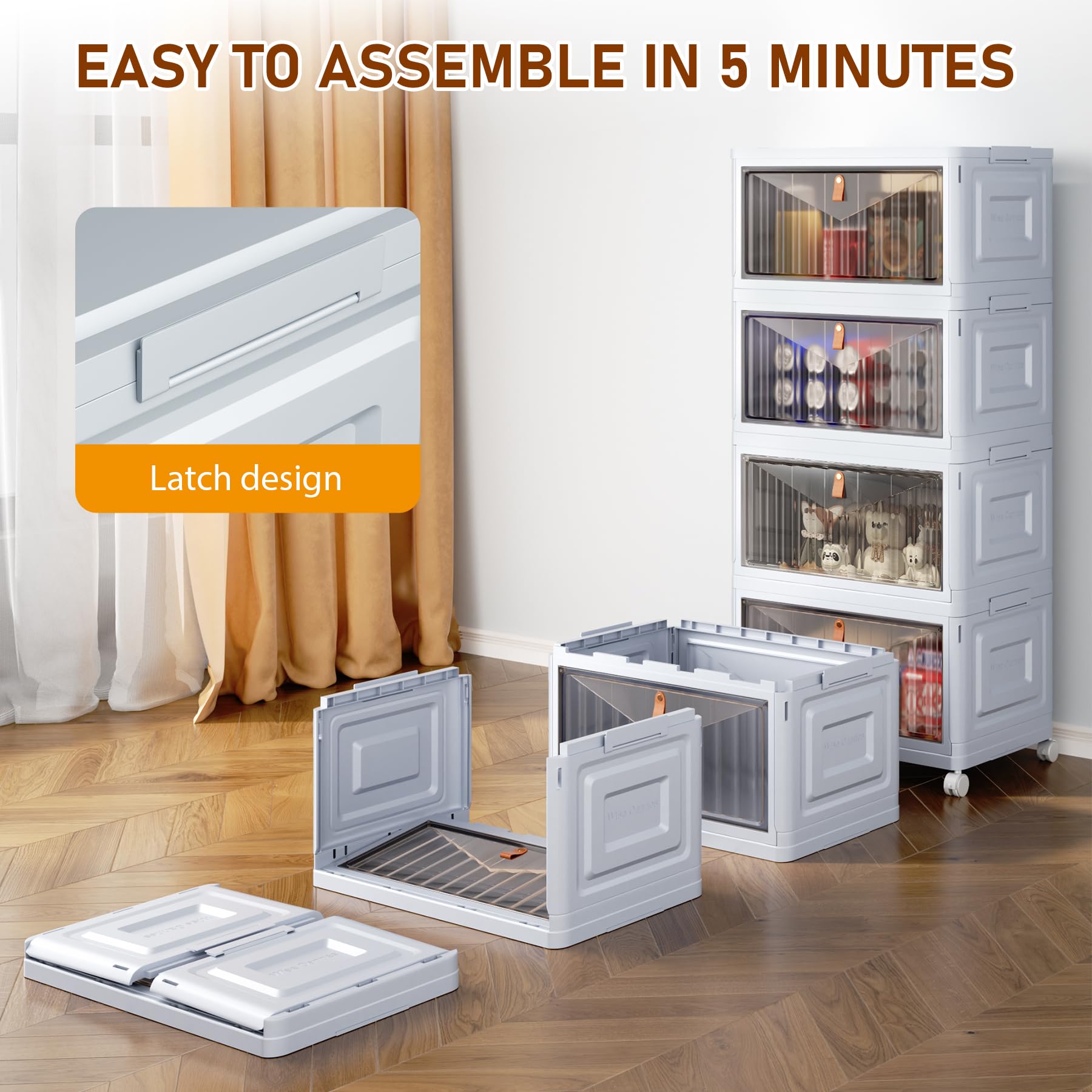 Wise Oannes stackable bin side view with wheels for easy mobility