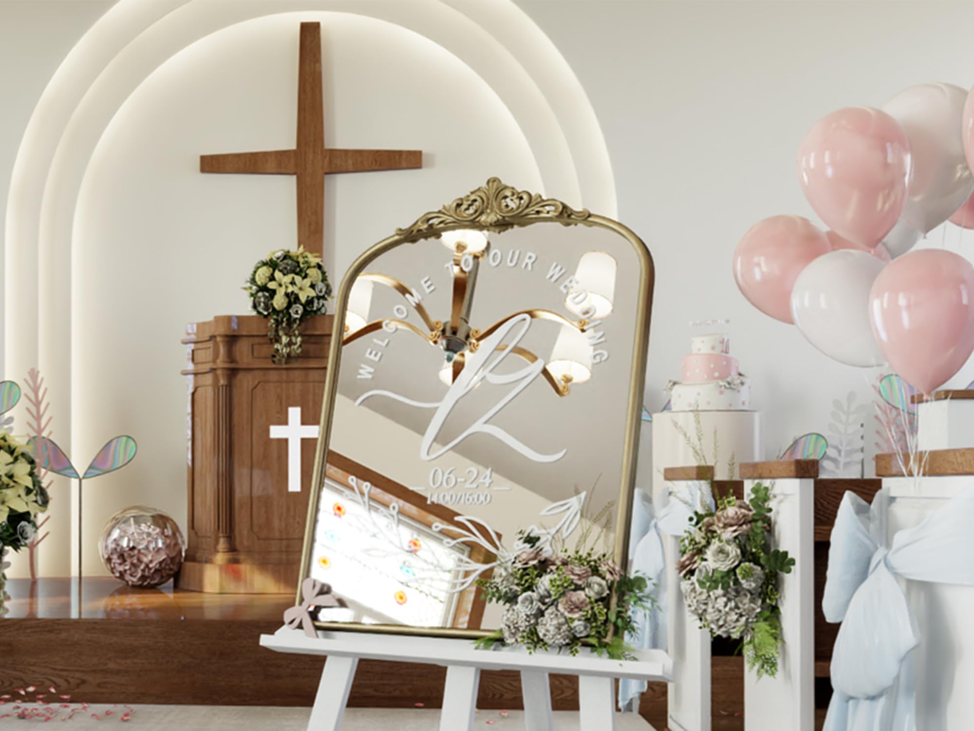 Wiserset Vintage Arched Gold Wall Mirror arch top detail highlights Baroque flair for hallways