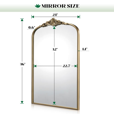 Wiserset Vintage Arched Gold Wall Mirror mounting holes back enables easy installation