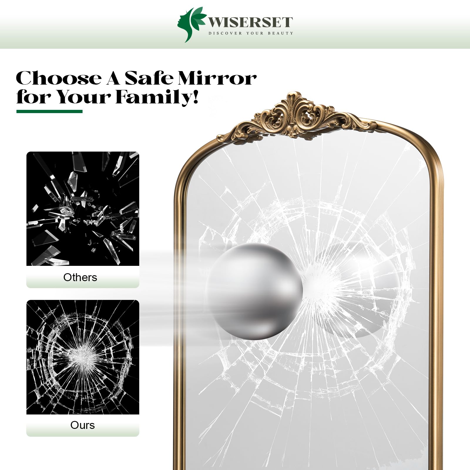 Wiserset Vintage Arched Gold Wall Mirror packaging protection during transit