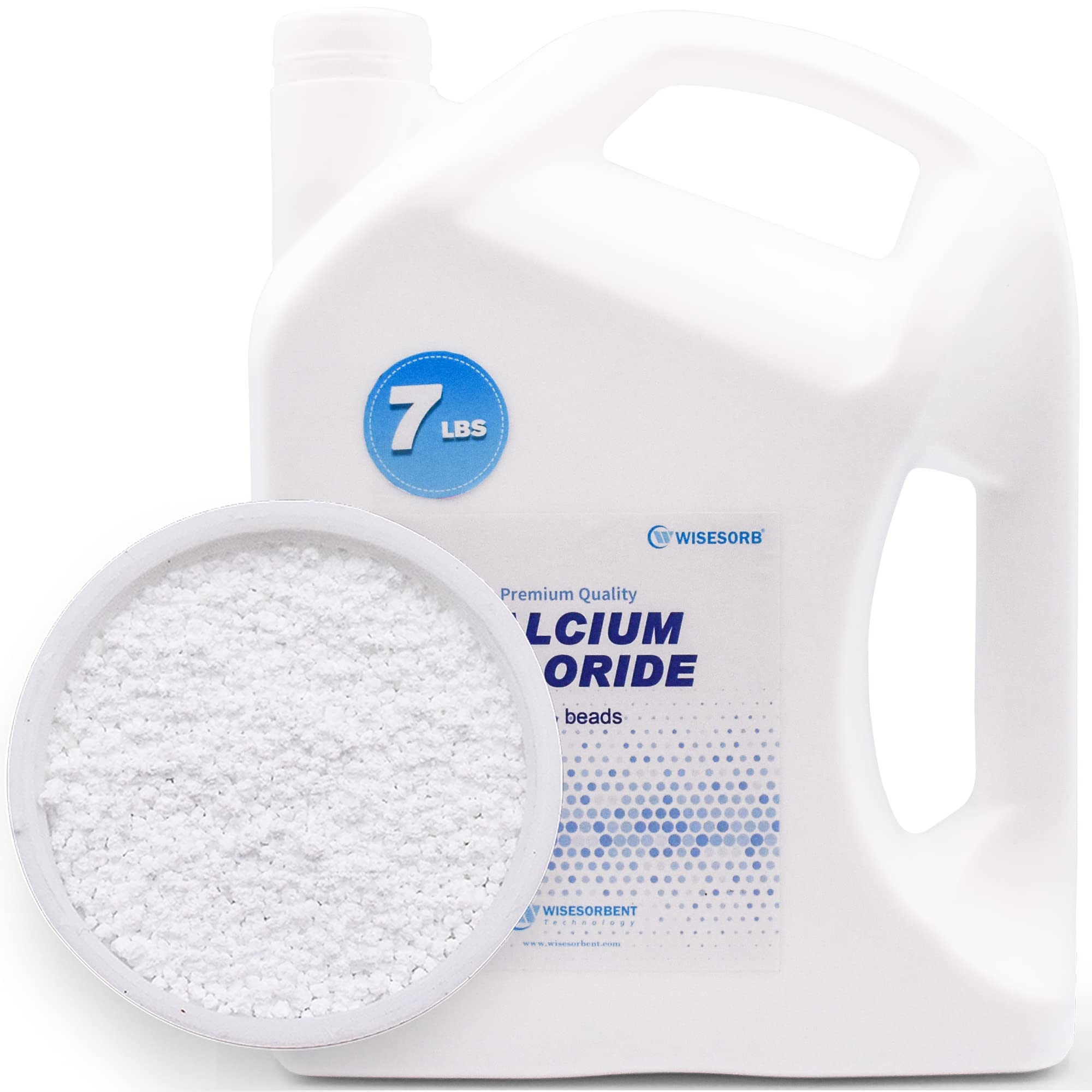 Wisesorb 7 lbs calcium chloride desiccant beads for rapid moisture absorption in closed spaces.