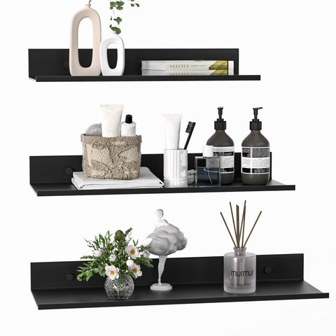 Wisfame large black floating shelf display for bold wall styling