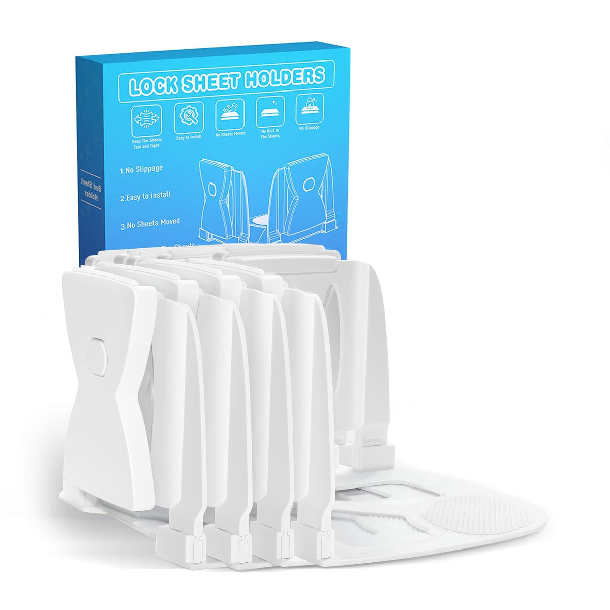 WISHBAY corner sheet holders lock securely for slip-free corners.
