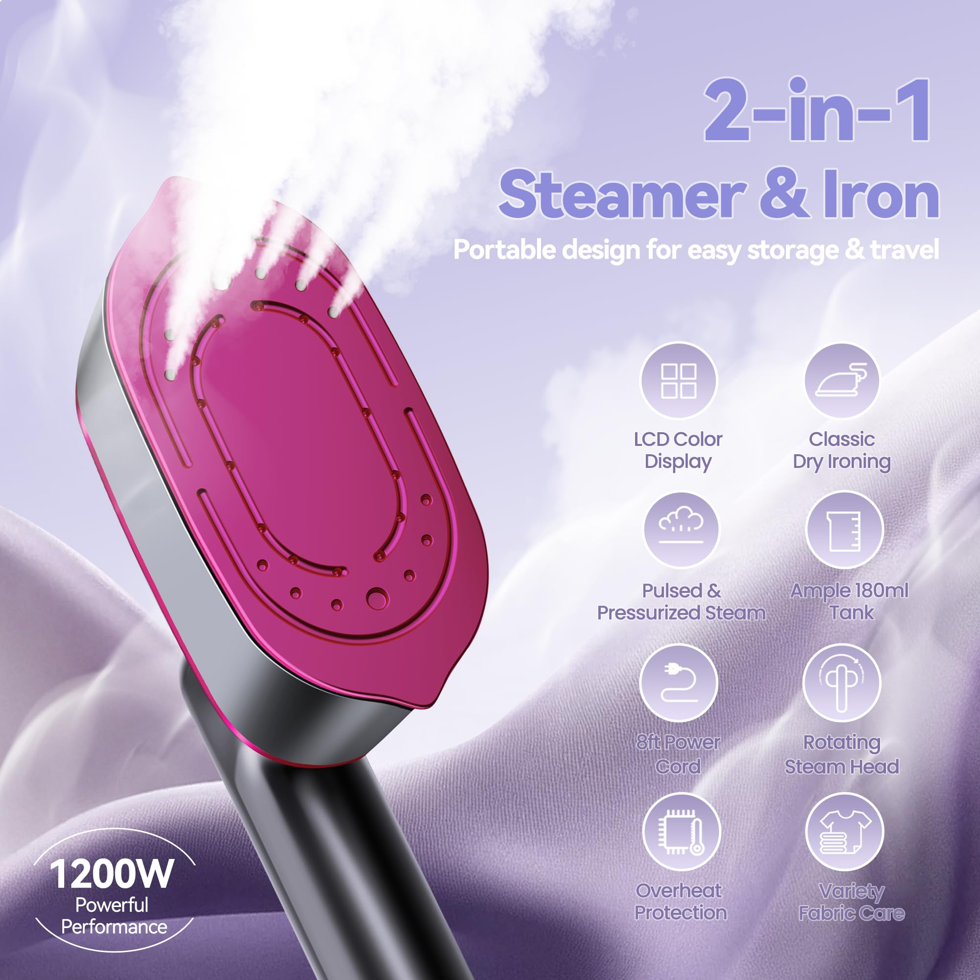 WISHBAY Travel Steamer side handle design for comfortable grip during use.