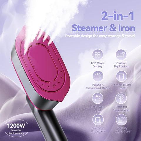 WISHBAY Travel Steamer side handle design for comfortable grip during use.