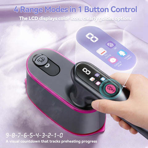 WISHBAY Travel Steamer turbo steam flow for deep fabric penetration.