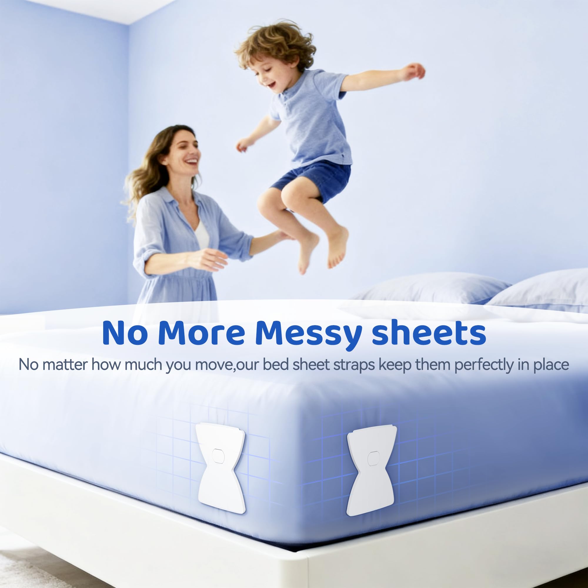 WISHBAY universal-fit grips sheets without damage to fabric.