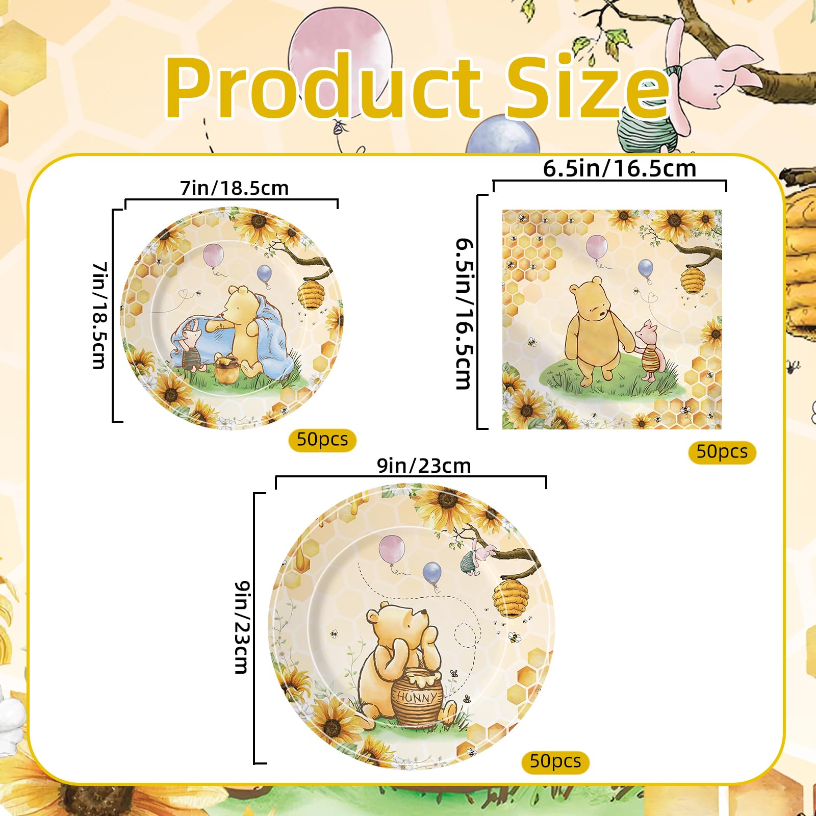 WISSLERMER bear napkins in yellow, coordinating decor for a cohesive party.