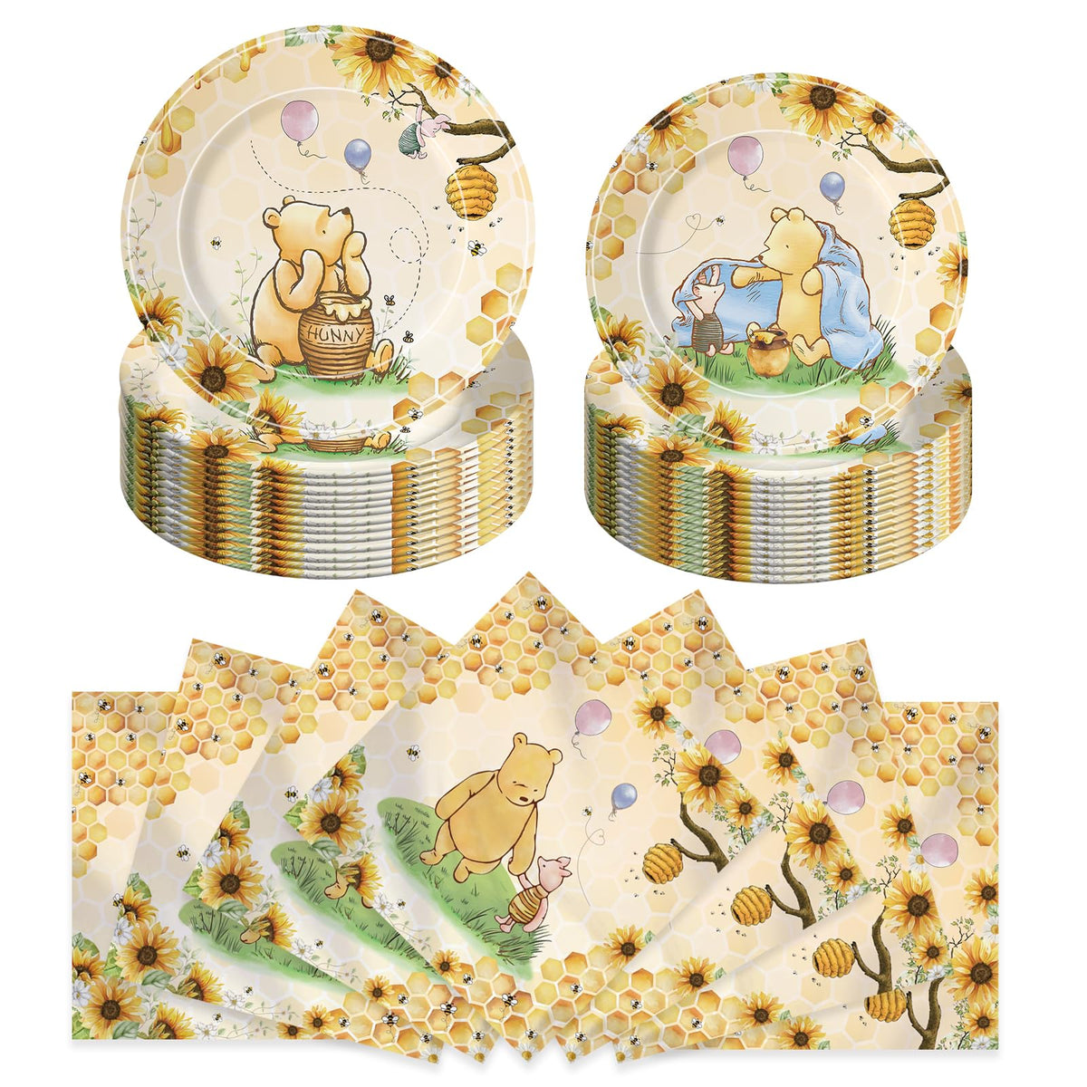 WISSLERMER bear plates in yellow, perfect for easy cleanup at baby showers.