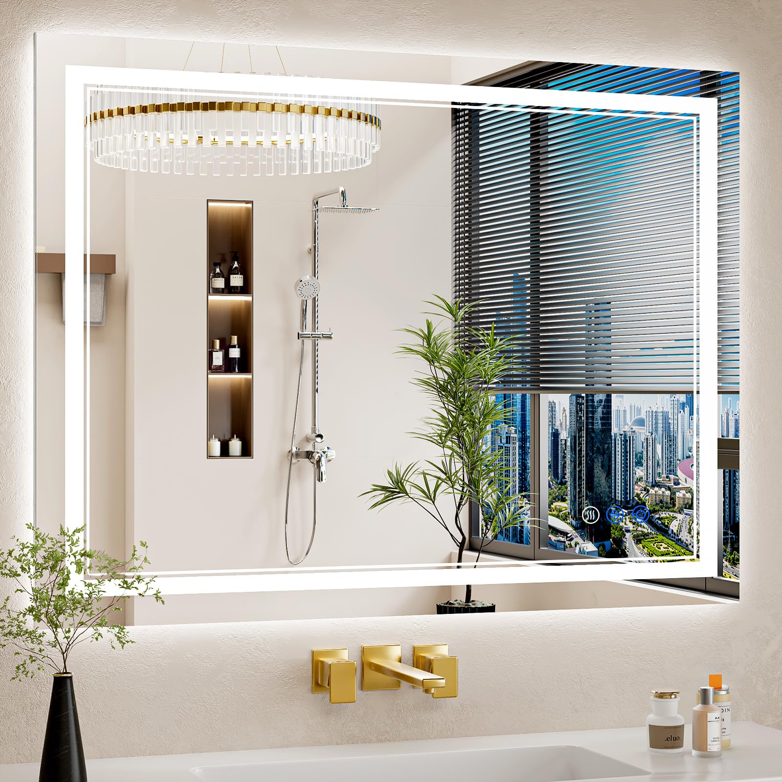 WISSMIELS 30x40 mirror with backlit and front lit glow for enhanced makeup accuracy