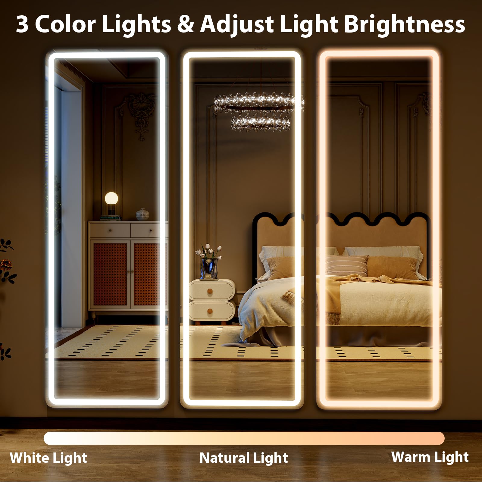 WISSMIELS floor mirror with LEDs provides flattering illumination