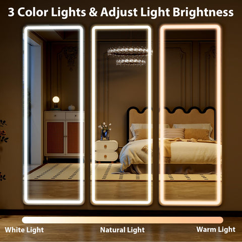 WISSMIELS floor mirror with LEDs provides flattering illumination