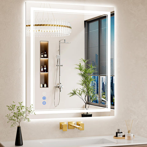 WISSMIELS front-back-lit LED bathroom mirror delivers bright, even illumination for precise makeup.