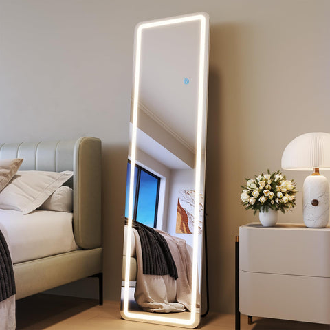 WISSMIELS LED full-length mirror frame with soft illumination for dressing