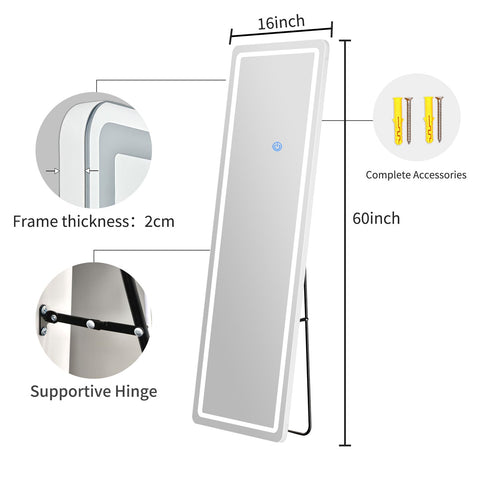 WISSMIELS full-length mirror with lights standing for easy outfit checks