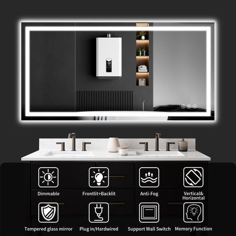 WISSMIELS dimmable mirror showing adjustable brightness for morning routines.