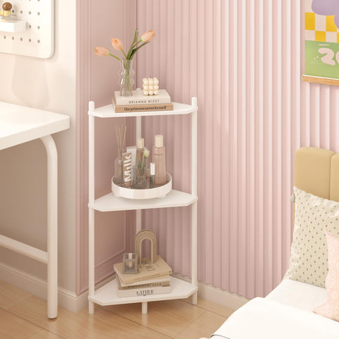 Wisuce white finish corner shelf in a clean modern look.