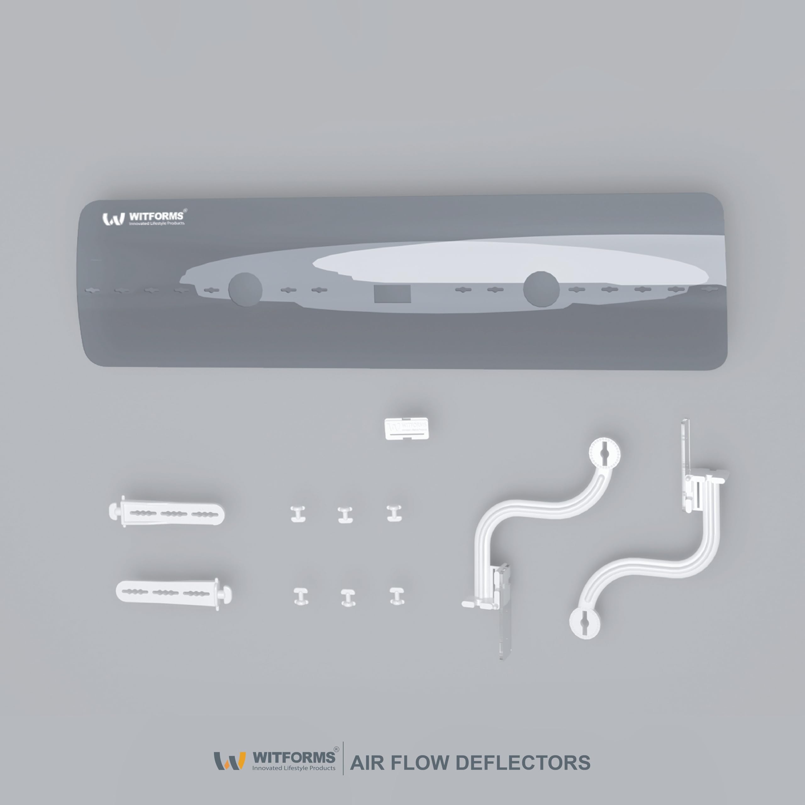 WITFORMS deflector includes screws for secure window mounting.
