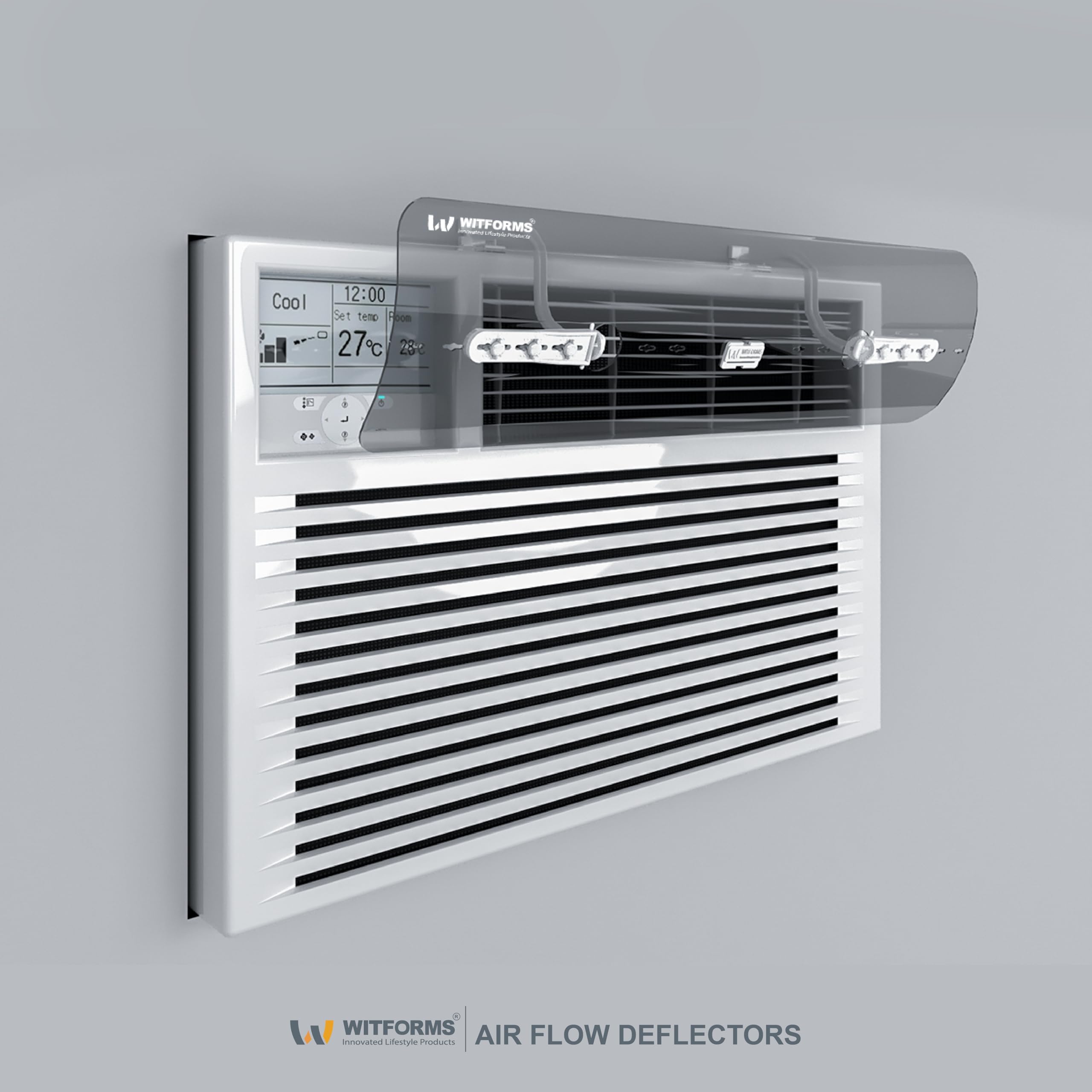 WITFORMS transparent deflector for discreet installation and clear airflow.
