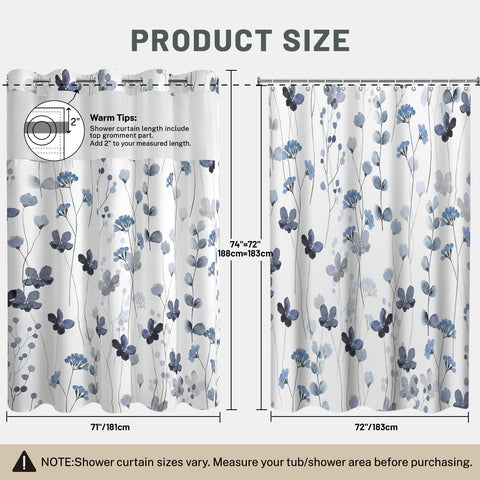 WITHLOC 71x74 inch size fits standard bathrooms.