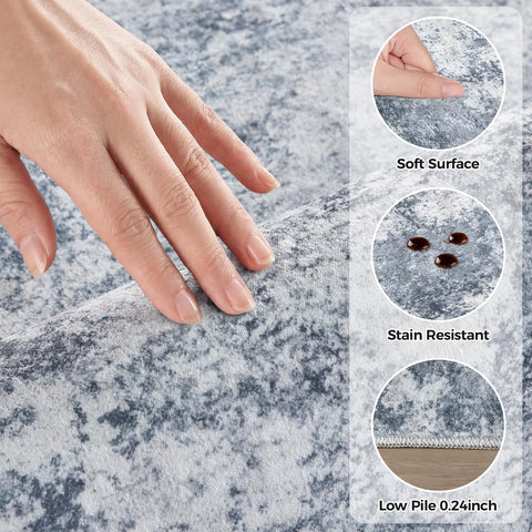 WITSHOCK eco-friendly durable blue rug with fade-resistant color