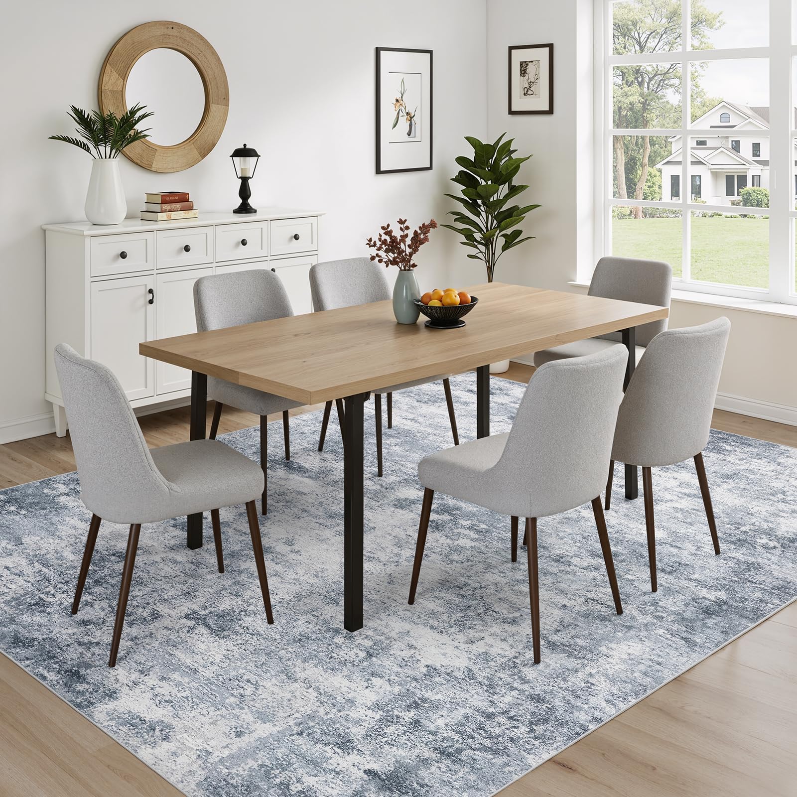 WITSHOCK blue rug with modern abstract pattern enhances living spaces