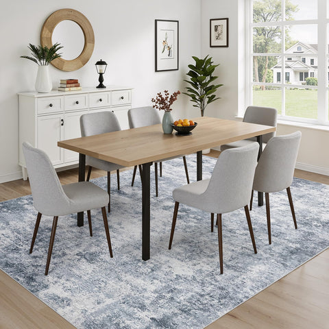 WITSHOCK blue rug with modern abstract pattern enhances living spaces