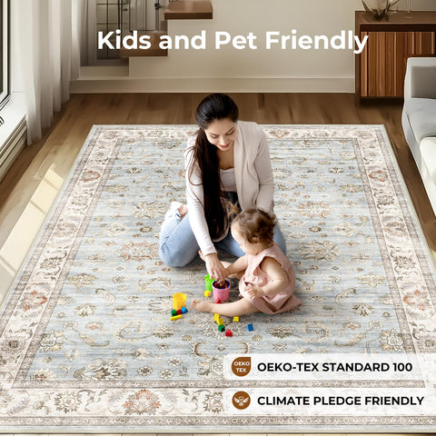 WITSHOCK rug with non-slip backing stays securely in place