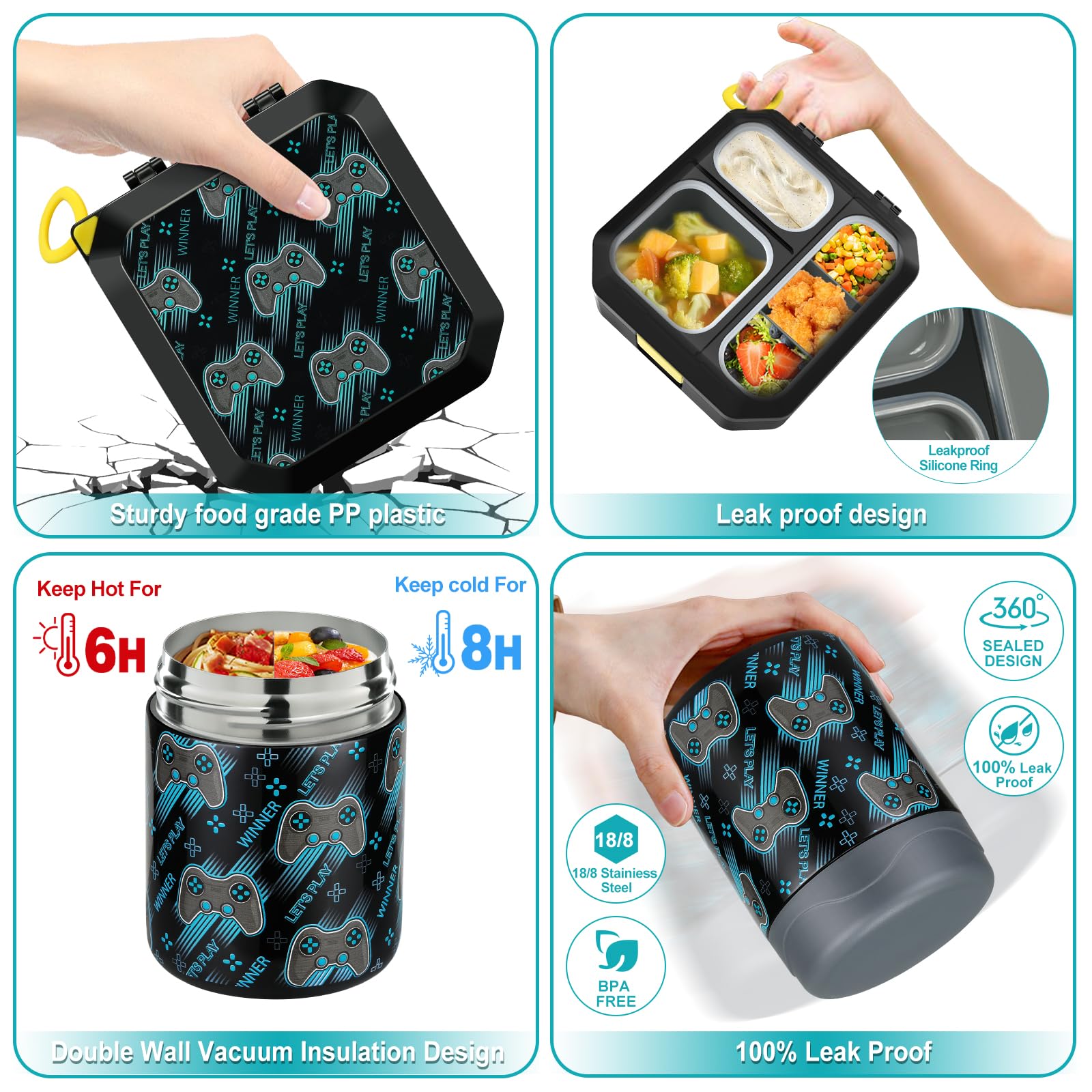 wiwens 12oz thermos jar keeps hot foods warm for school lunches