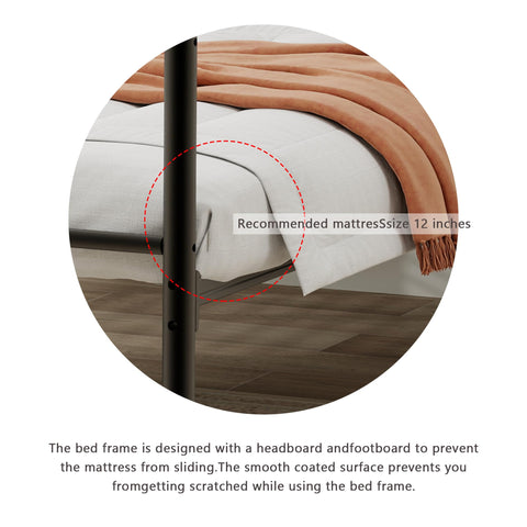 WJORATA black metal bed frame finish adds modern style