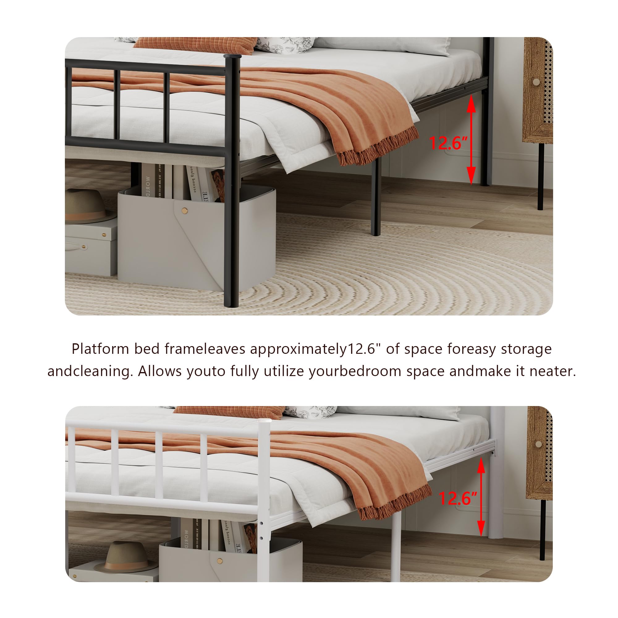 WJORATA 12.52 inches under-bed storage keeps rooms tidy