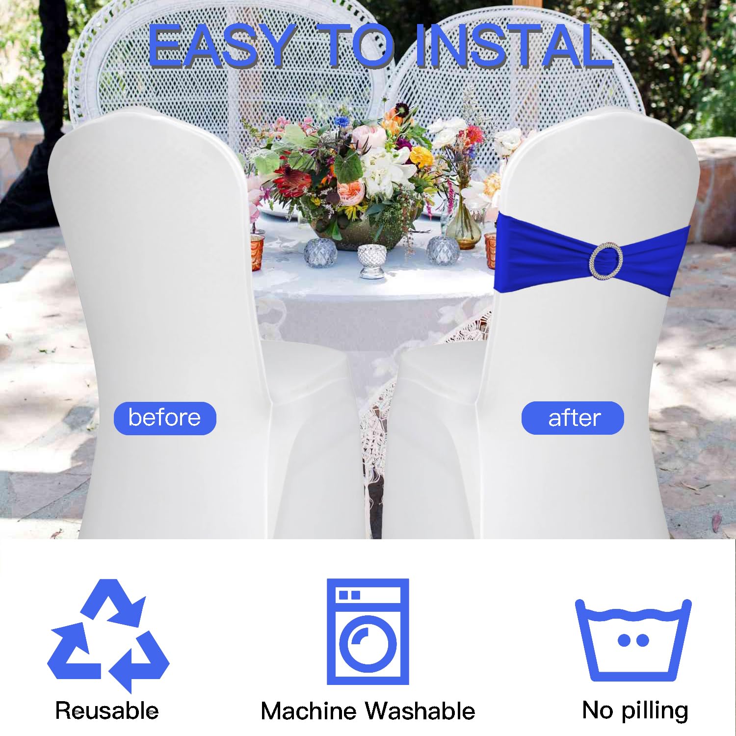 WJWHQ elastic chair band demonstrates easy stretch and fit