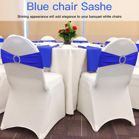 WJWHQ banquet chair decor in royal blue for events