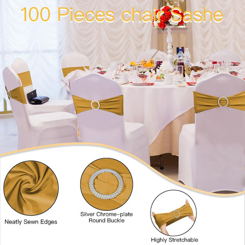 WJWHQ gold chair sash reusable and easy to wash.