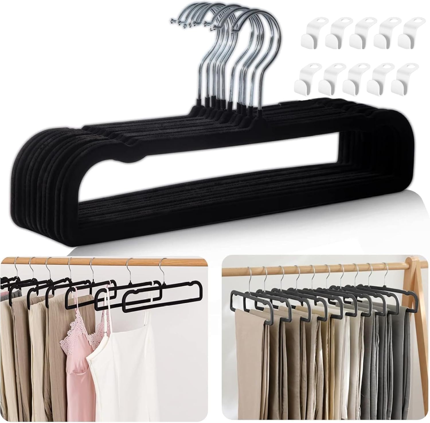 WJWSKI Velvet Hangers set of 20 for space-saving closet organization.