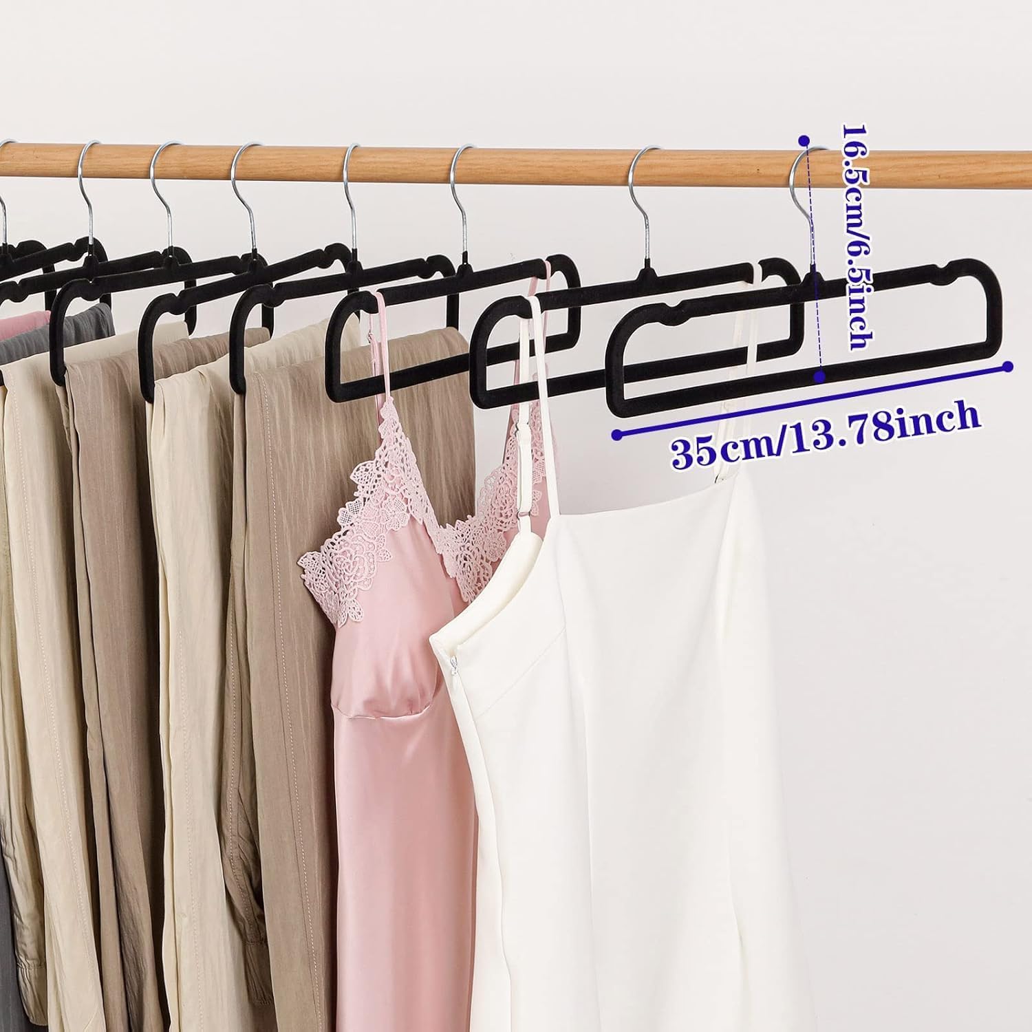 WJWSKI velvet hanger with a 360-degree swivel hook for easy access.