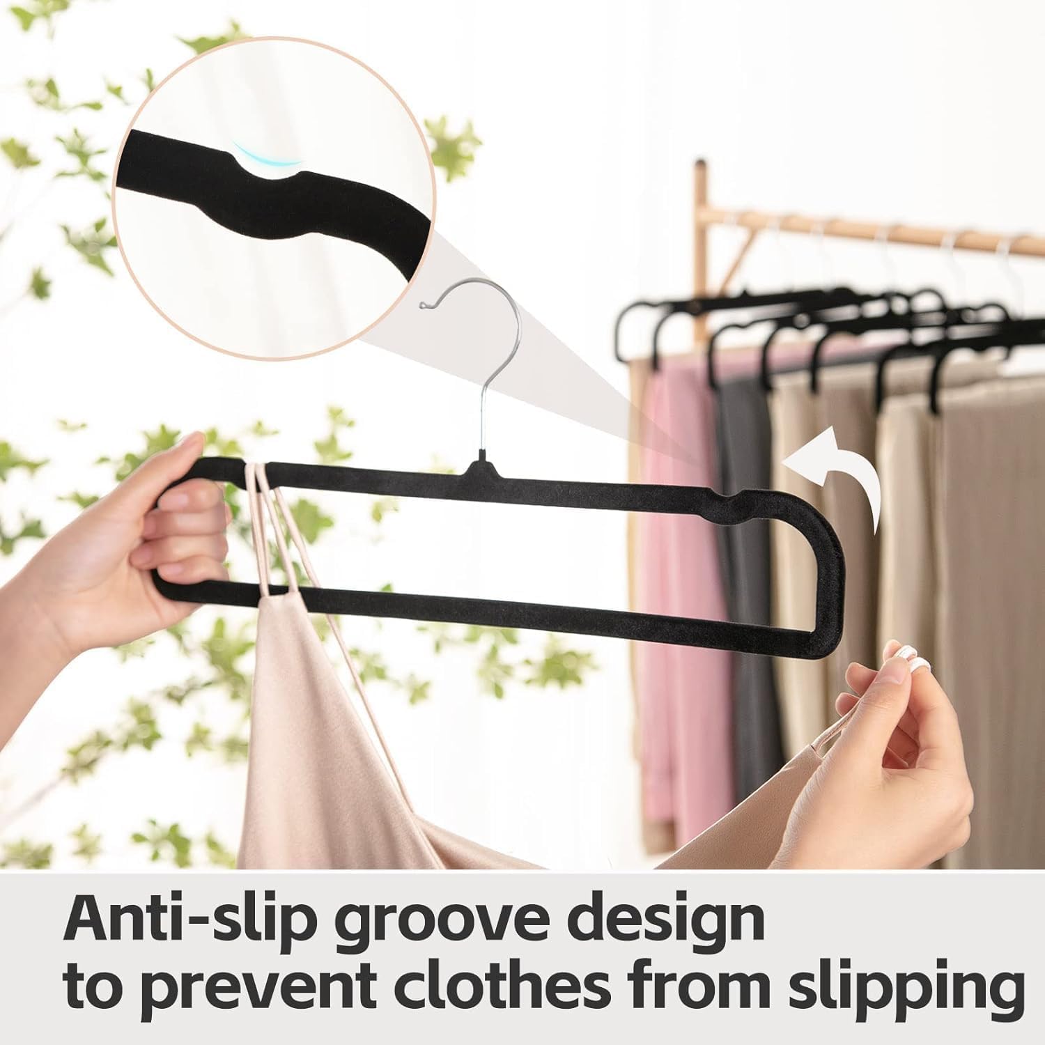 WJWSKI non-slip velvet surface protects fabrics from creasing and sliding.