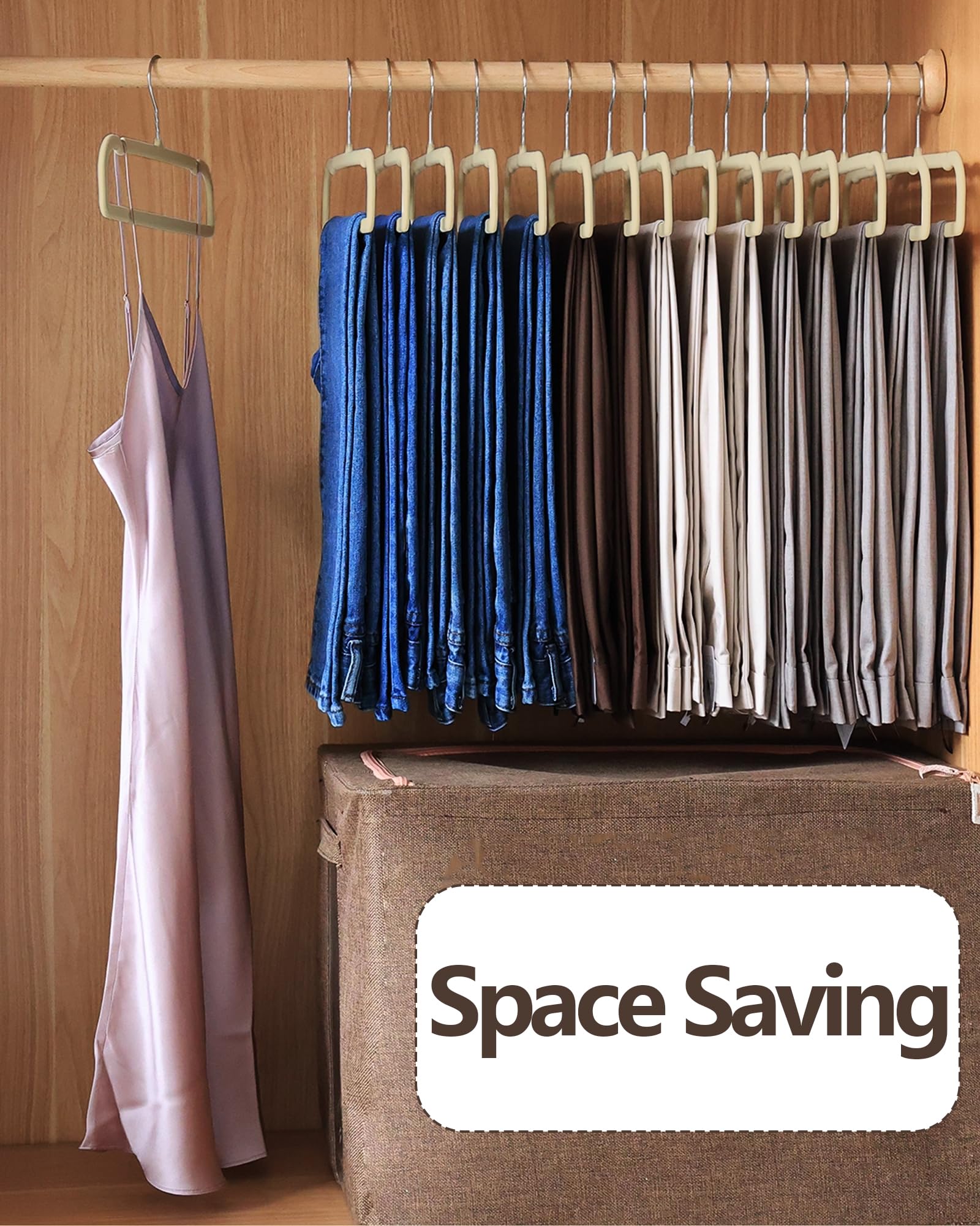 WJWSKI space-saving hangers suitable for jeans, towels, and linens.