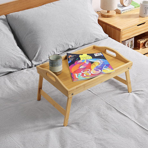 WKWKER bamboo bed tray emphasizes durable bamboo construction for daily use.
