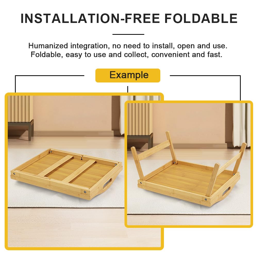 WKWKER multi-use bamboo bed tray adapts to meals, study, and crafts.