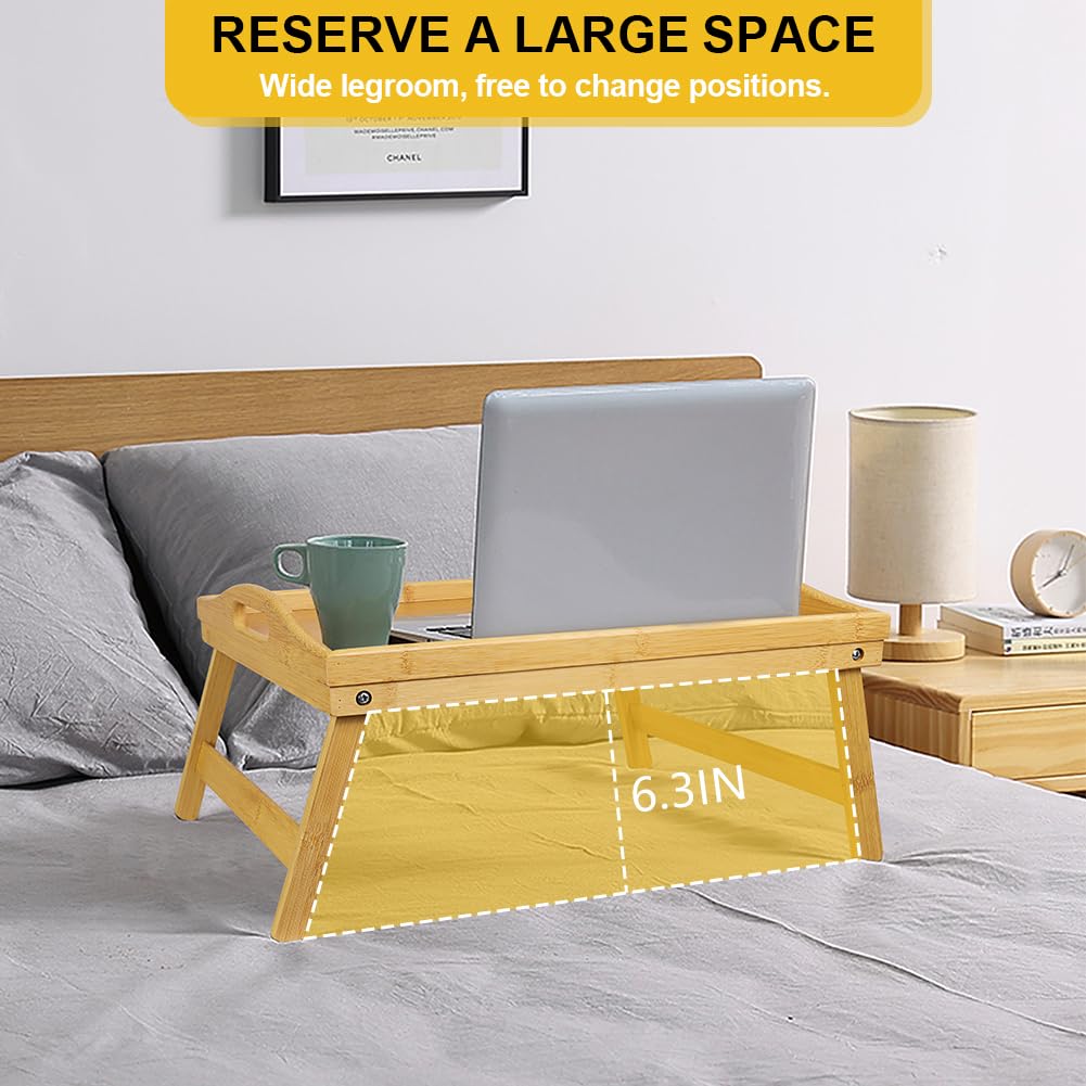 WKWKER bamboo bed tray size 16-1-by-11-8 fits beds and sofas.