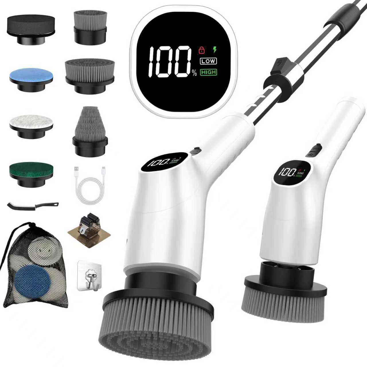 WKY Electric Spin Scrubber extendable handle reach high surfaces