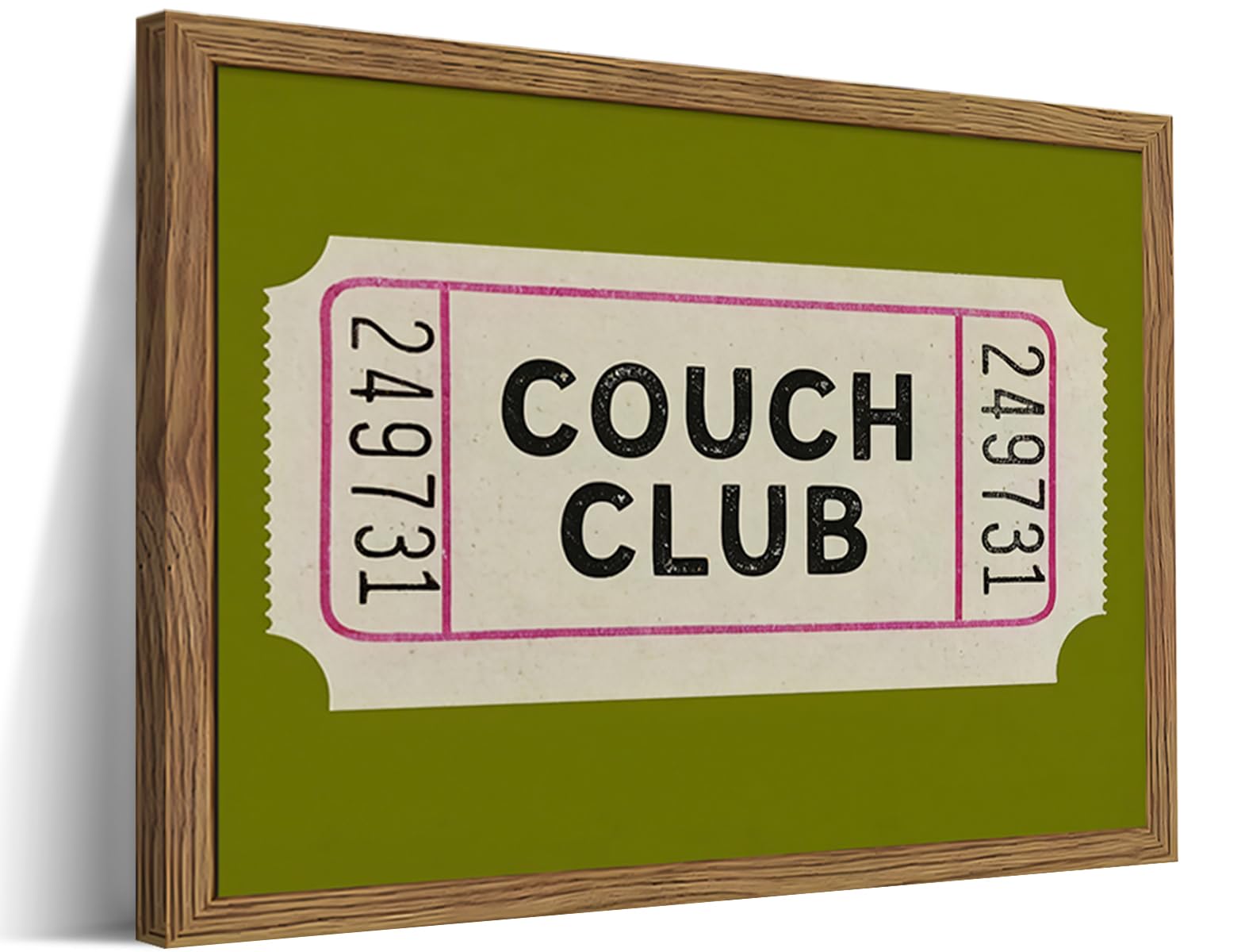 WLHARTT vintage framed wall art with couch club ticket for cozy living room decor.