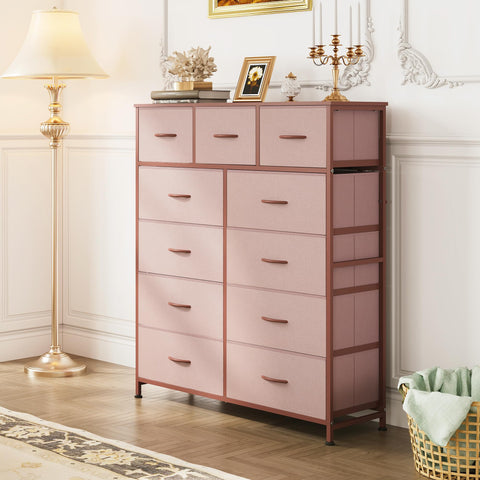 WLIVE 11-drawer fabric dresser provides organized storage.