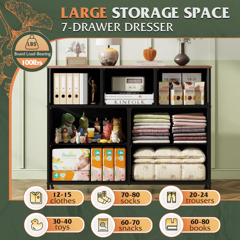 WLIVE 7-drawer dresser open shows easy-access storage for clothes and accessories.