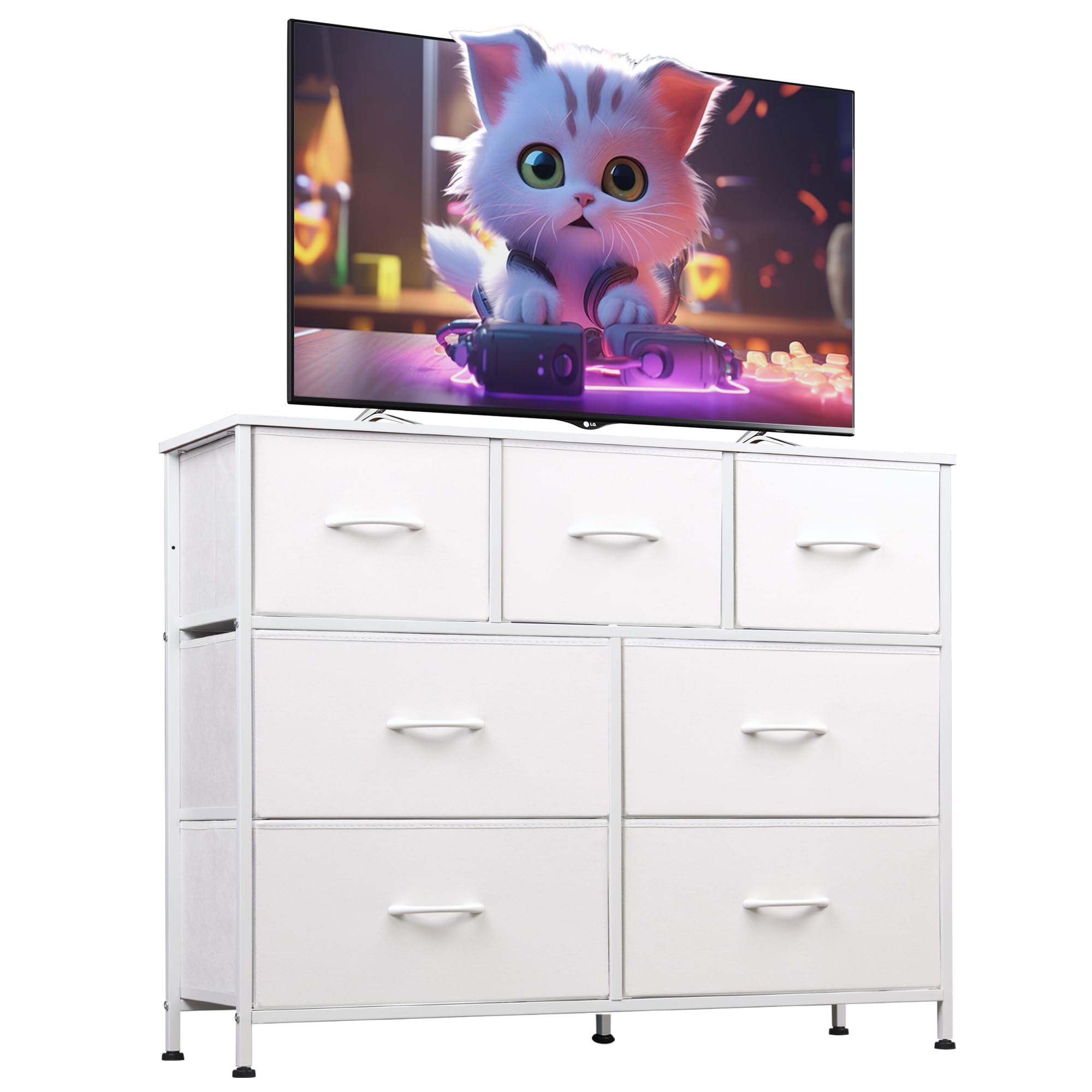 WLIVE 7-drawer dresser with wood top for organized storage.