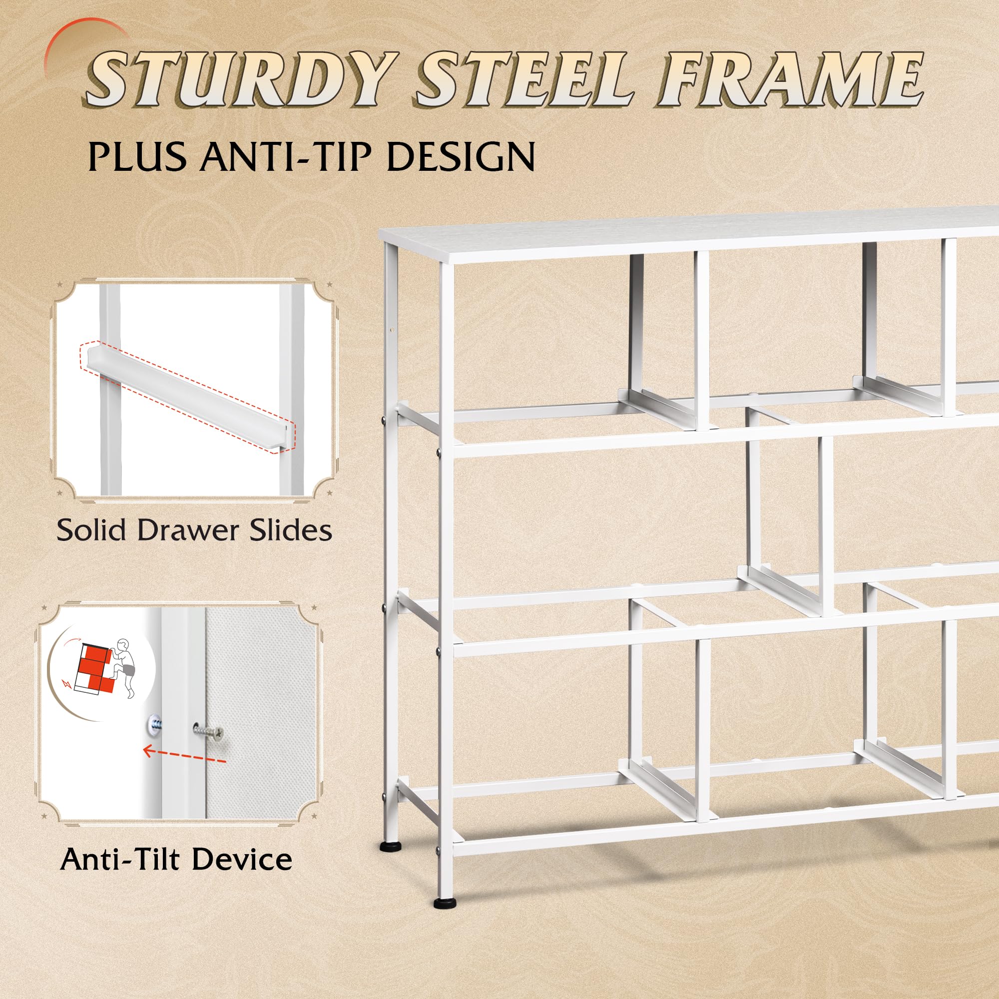 WLIVE dresser with adjustable feet protecting hardwood flooring