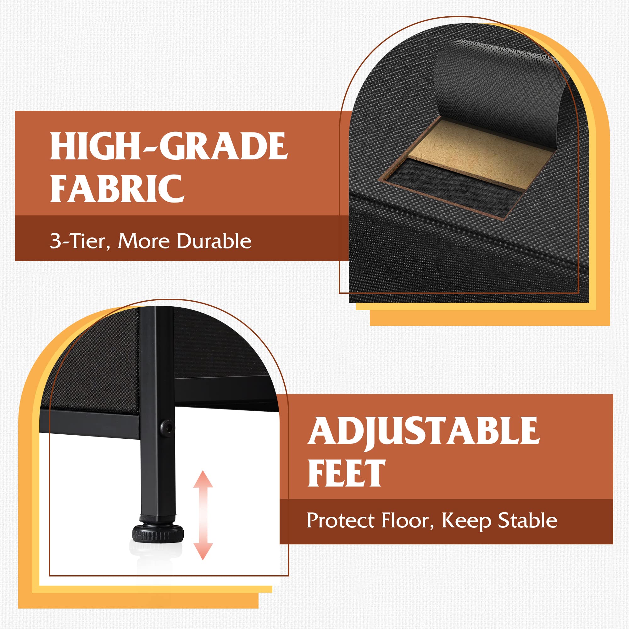 WLIVE dresser with four adjustable feet protects floors during use